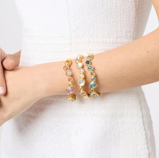 Julie Vos - Kaleidoscope Hinge Bangle - Iridescent Clear Crystal