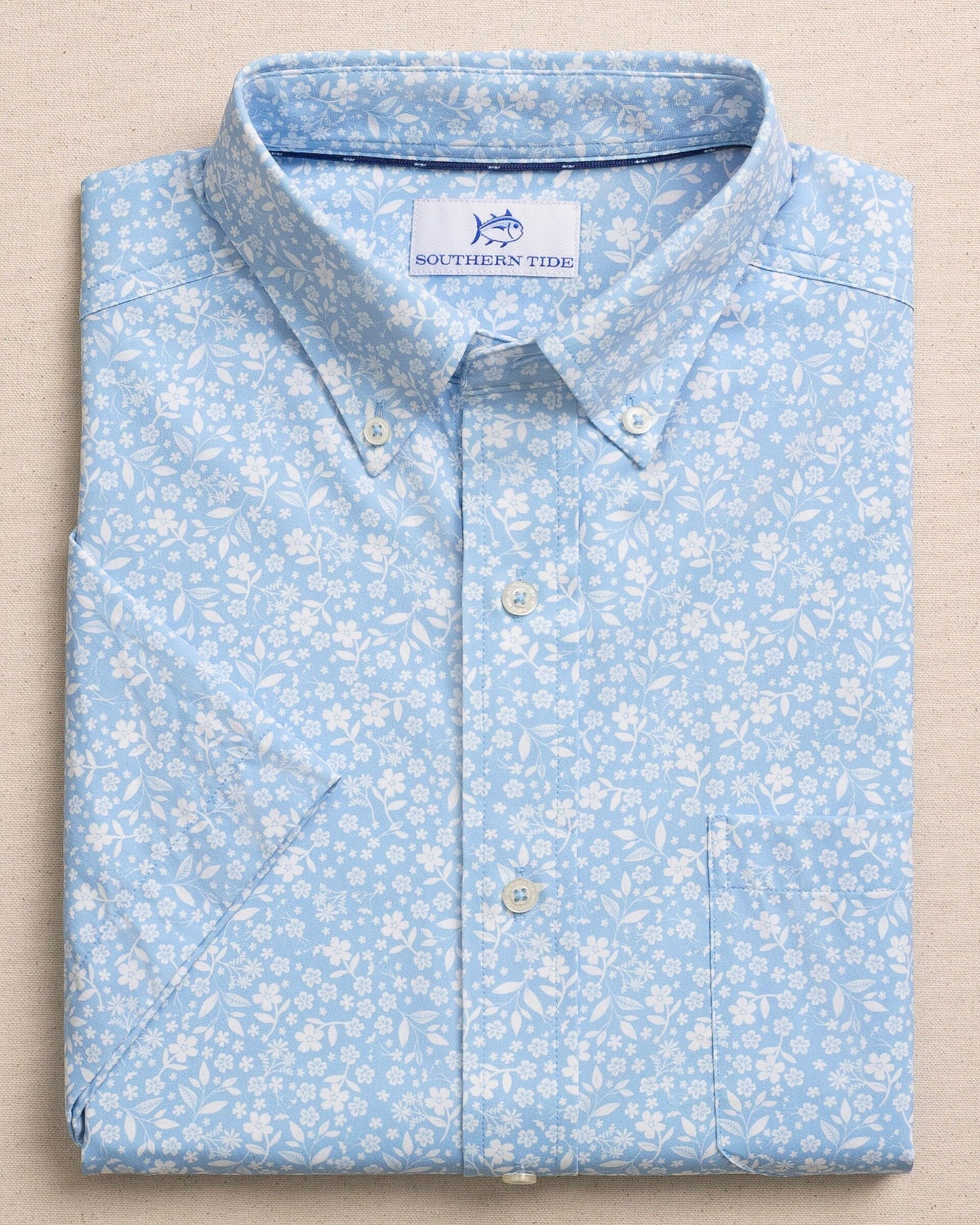 Southern Tide - Garden Blooms Coastal Breeze Short Sleeve Sport Shirt