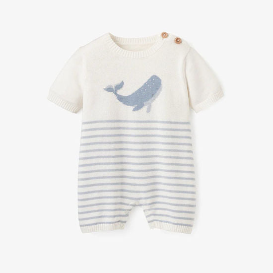 Elegant Baby - Whale Striped Shortall