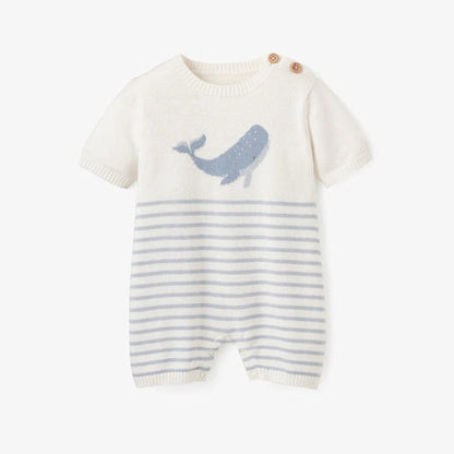 Elegant Baby - Whale Striped Shortall