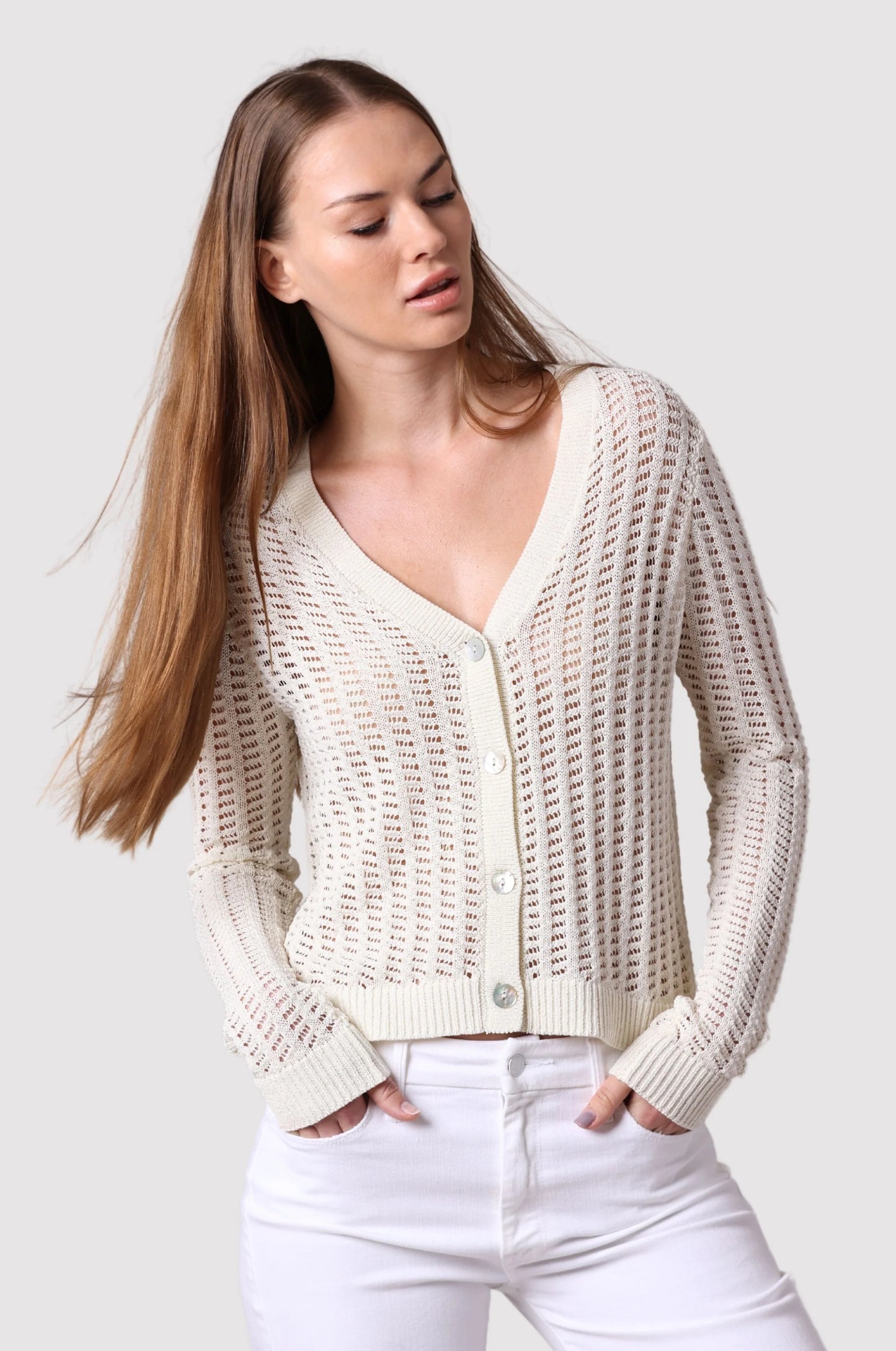 Minnie Rose - Pointelle Cardigan