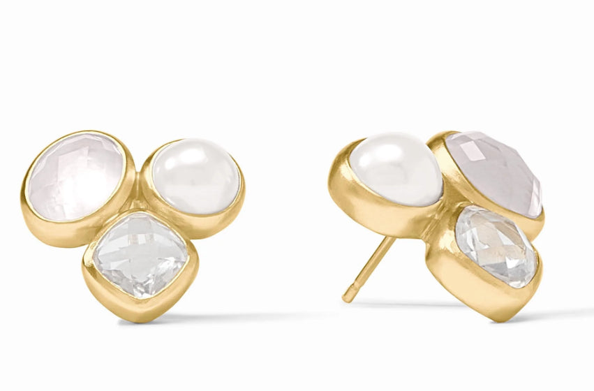 Julie Vos - Kaleidoscope Statement Stud - Iridescent Clear Crystal