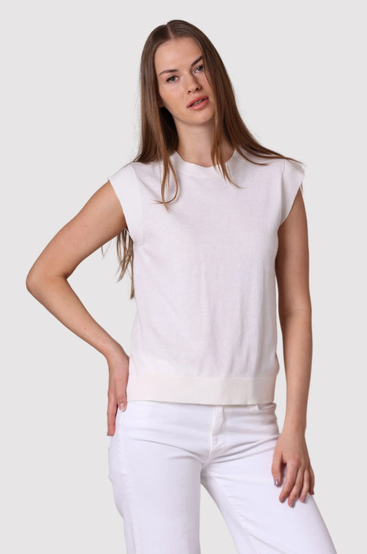 Minnie Rose - Scoop Neck Cap Sleeve Top