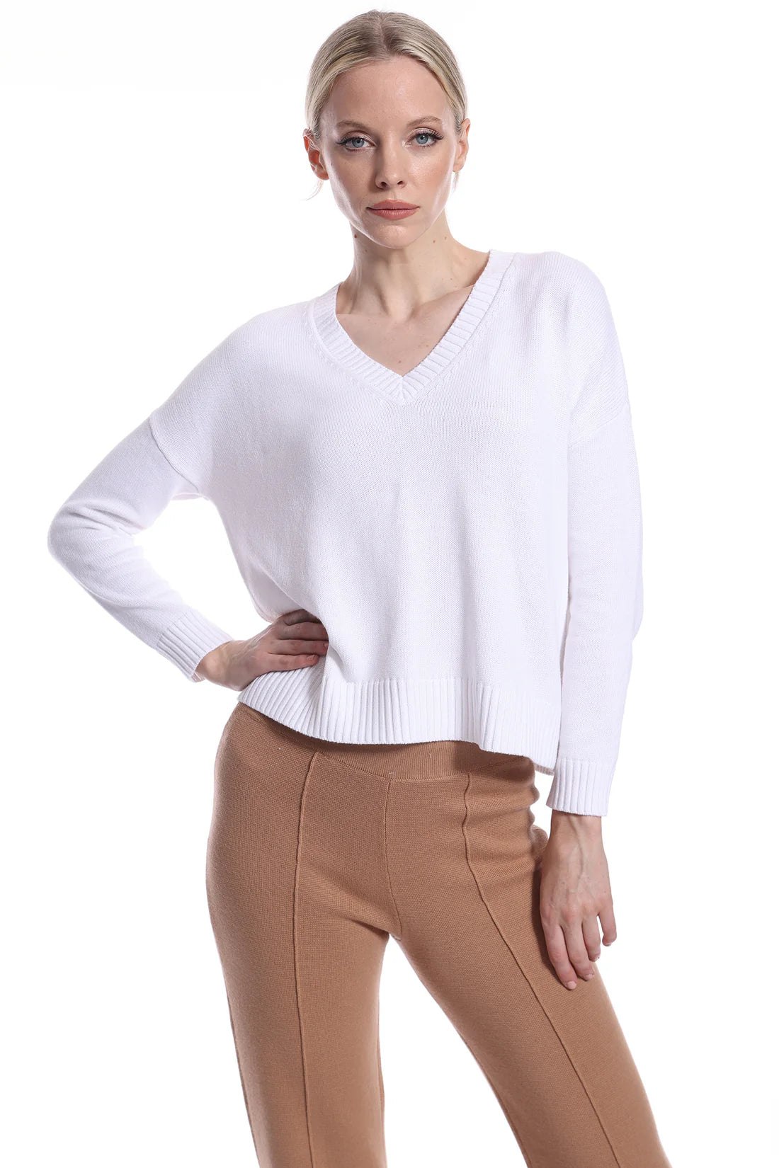 Minnie Rose - Boxy Vneck Sweater