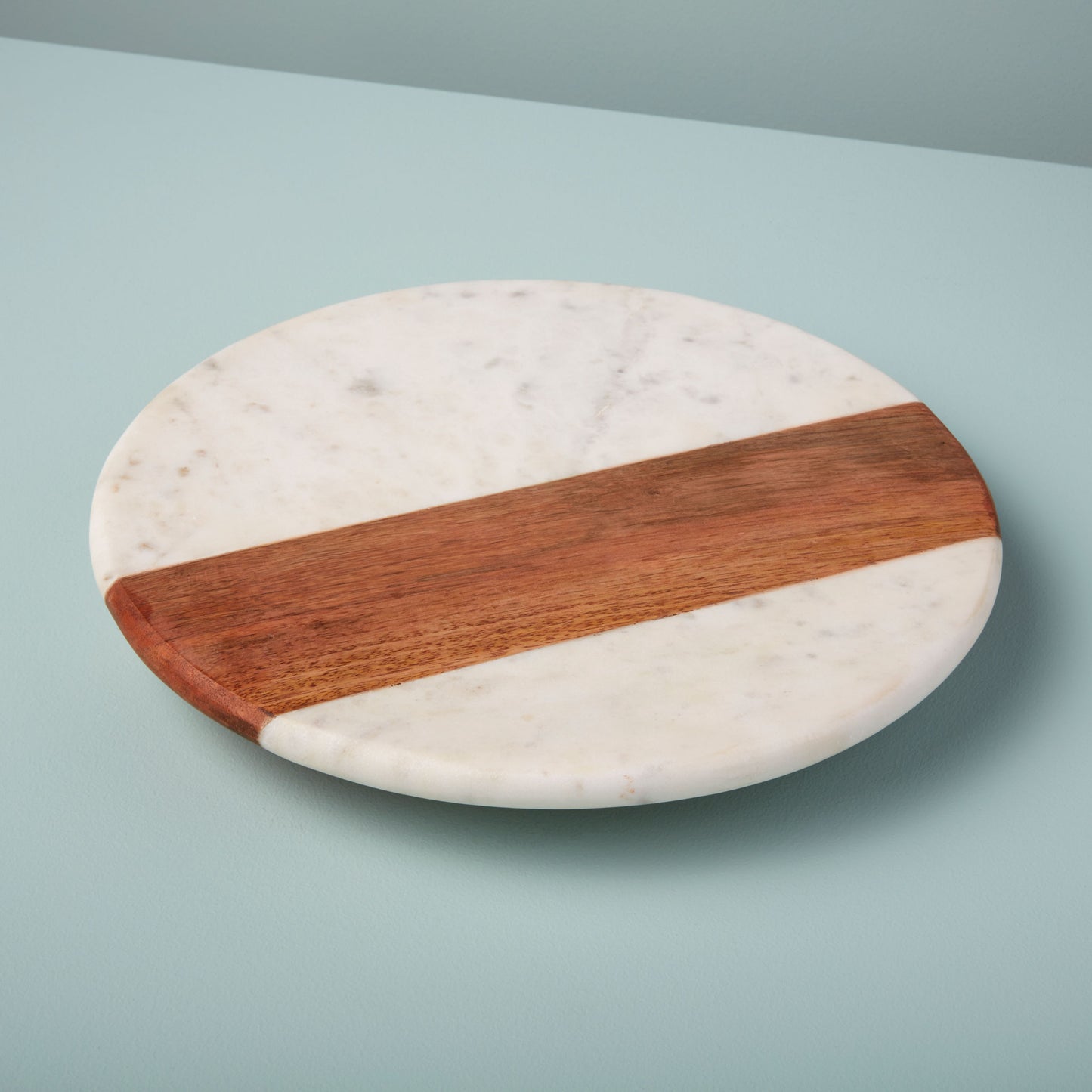 BeHome - White Marble & Wood Lazy Susan