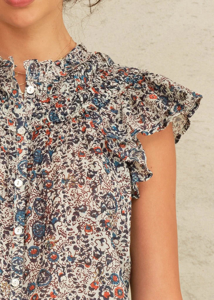 MABE - Cass Print Frill Top