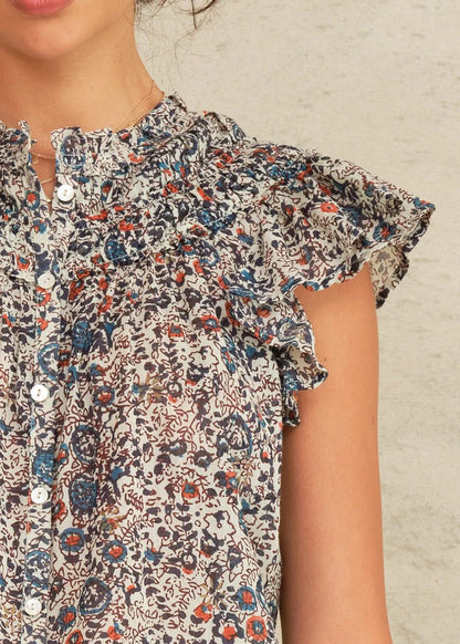 MABE - Cass Print Frill Top