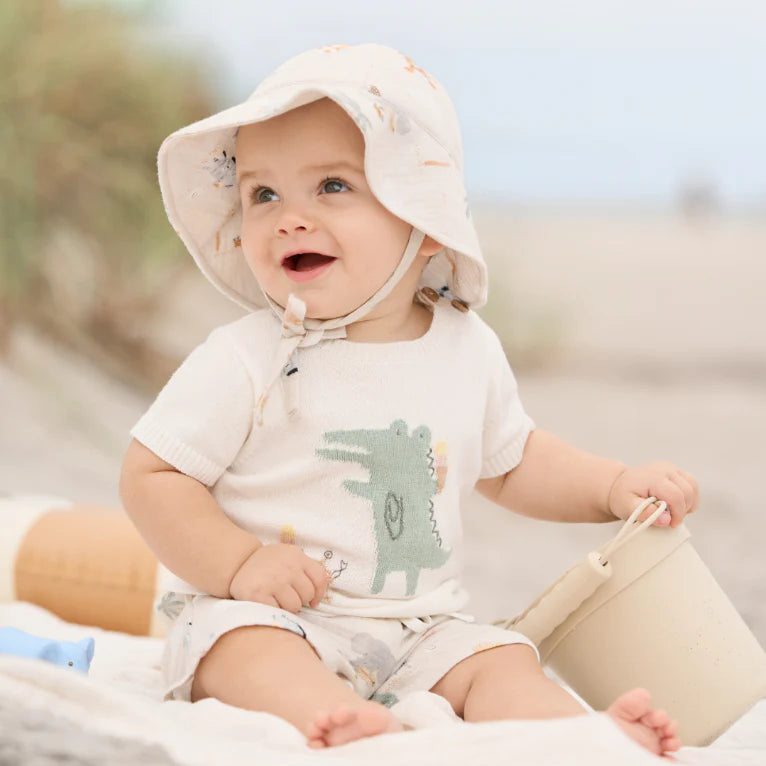 Elegant Baby - Alligator Knit Top & Organic Muslin Shorts