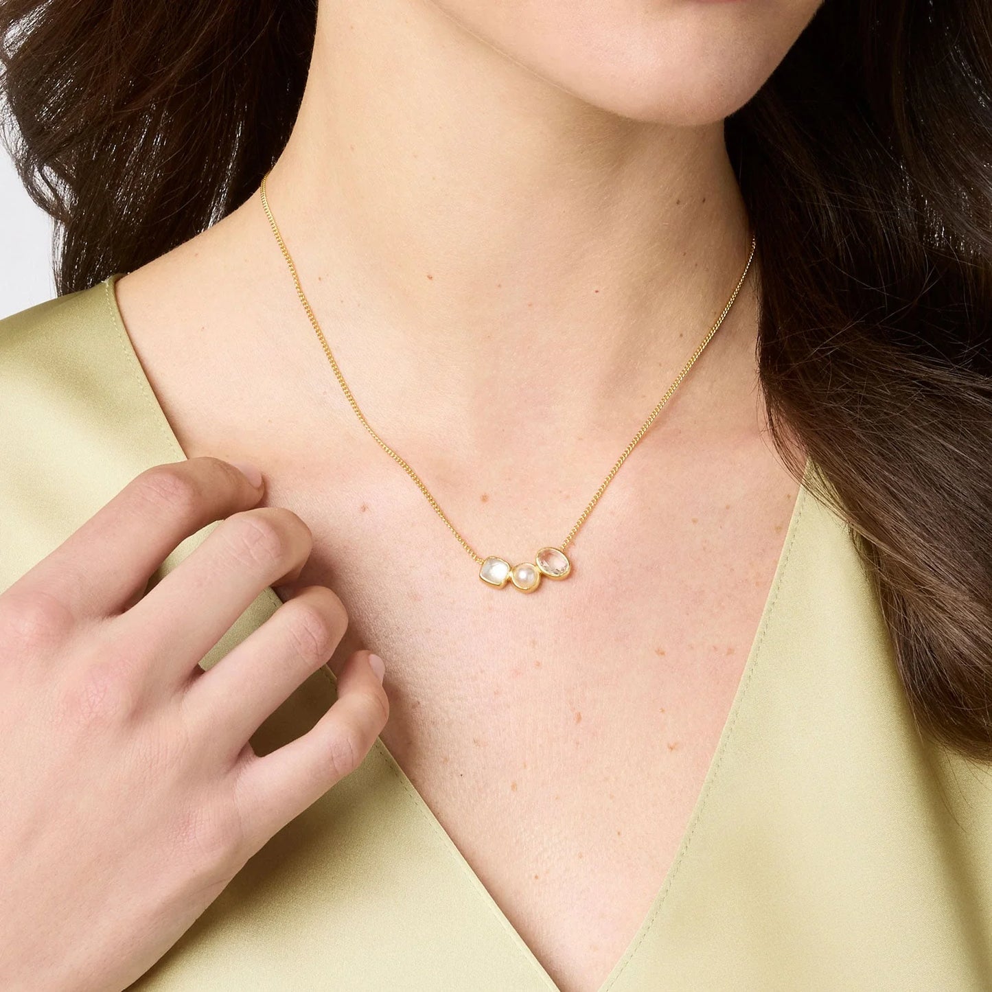 Julie Vos - Kaleidoscope Delicate Necklace - Iridescent Clear Crystal