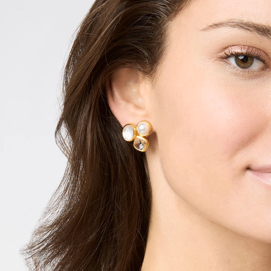 Julie Vos - Kaleidoscope Statement Stud - Iridescent Clear Crystal
