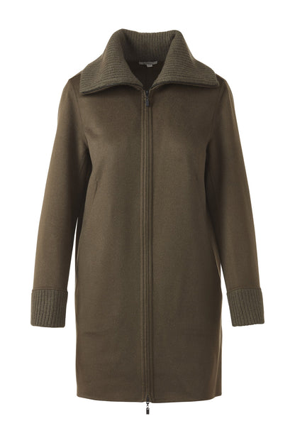 Kinross - Knit Trim Zip Mock Coat