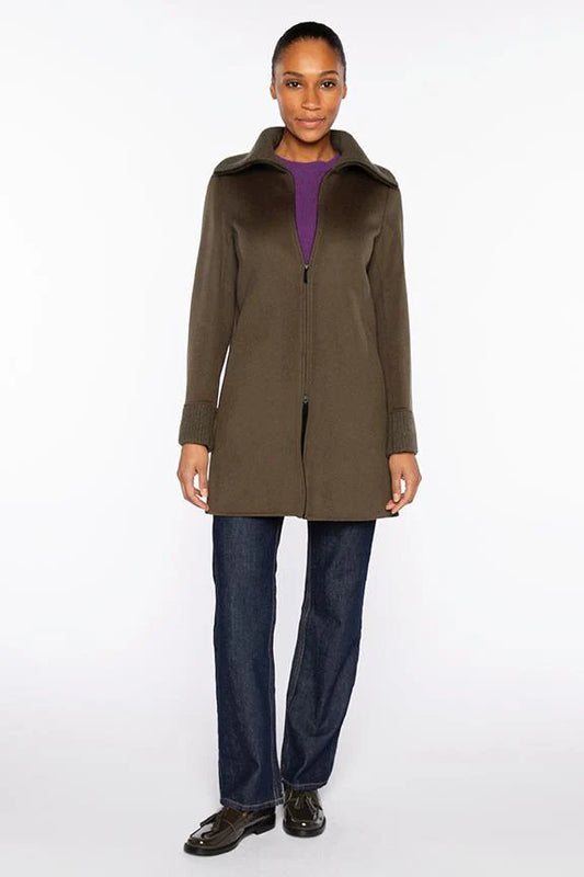 Kinross - Knit Trim Zip Mock Coat