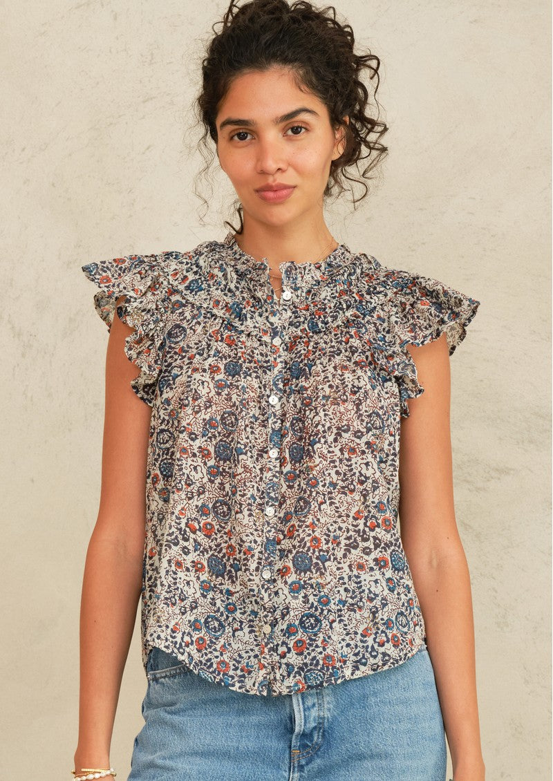 MABE - Cass Print Frill Top