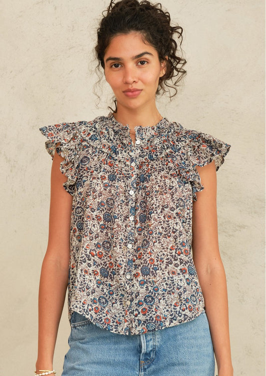 MABE - Cass Print Frill Top