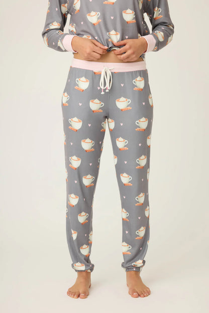 PJ Salvage - Love You A Latte Coffee Print Banded Pant