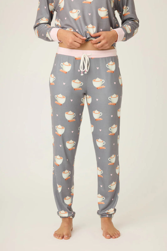 PJ Salvage - Love You A Latte Coffee Print Banded Pant