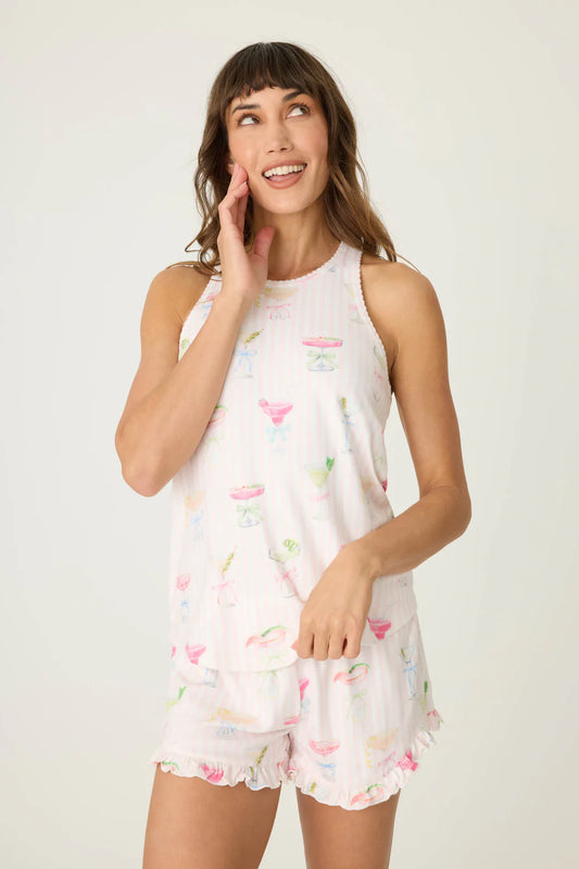 PJ Salvage - Pretty Punch Cocktail Print Racerback Tank Top