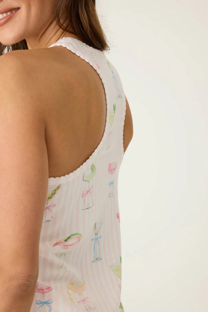 PJ Salvage - Pretty Punch Cocktail Print Racerback Tank Top
