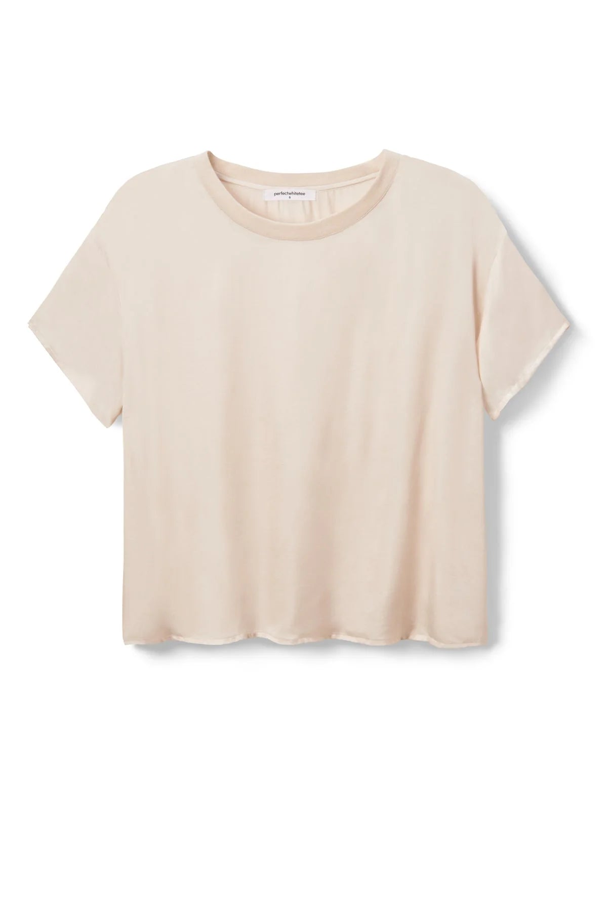 Perfect White Tee - Delphine Satin Crew Tee