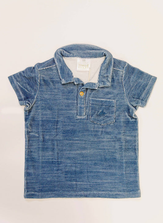 French Terry Short-Sleeved Polo - Sailor Navy Stripe