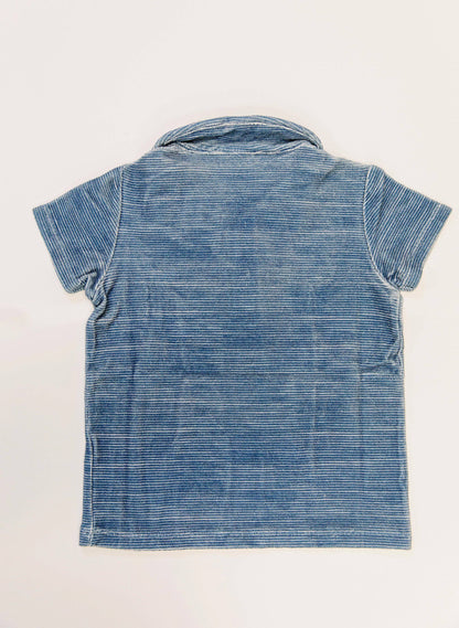 French Terry Short-Sleeved Polo - Sailor Navy Stripe