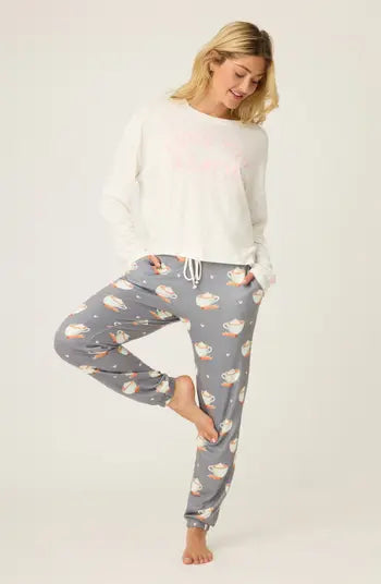 PJ Salvage - Love You A Latte Coffee Print Long Sleeve Top