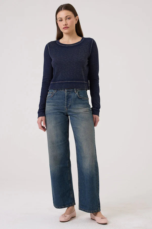 Goldie - Denim Wash Crop Sweatshirt