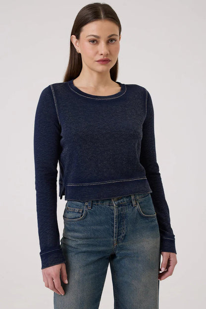 Goldie - Denim Wash Crop Sweatshirt