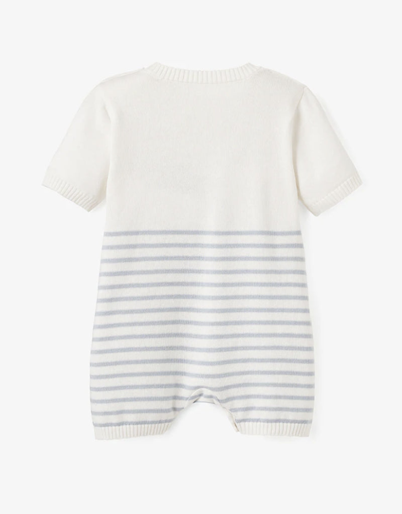 Elegant Baby - Whale Striped Shortall