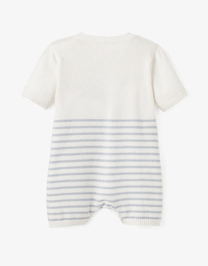 Elegant Baby - Whale Striped Shortall