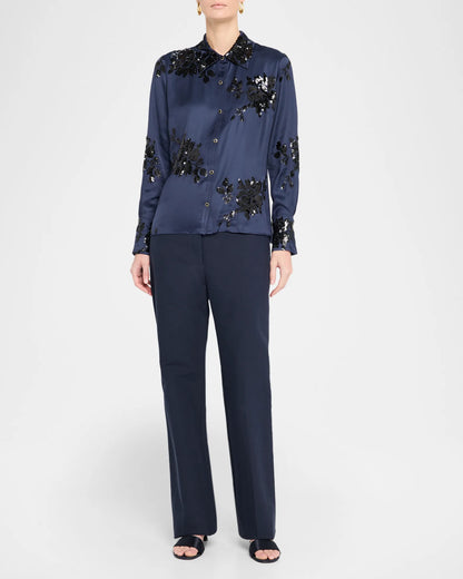 Ramy Brook - Sara Sequined Floral Satin Top