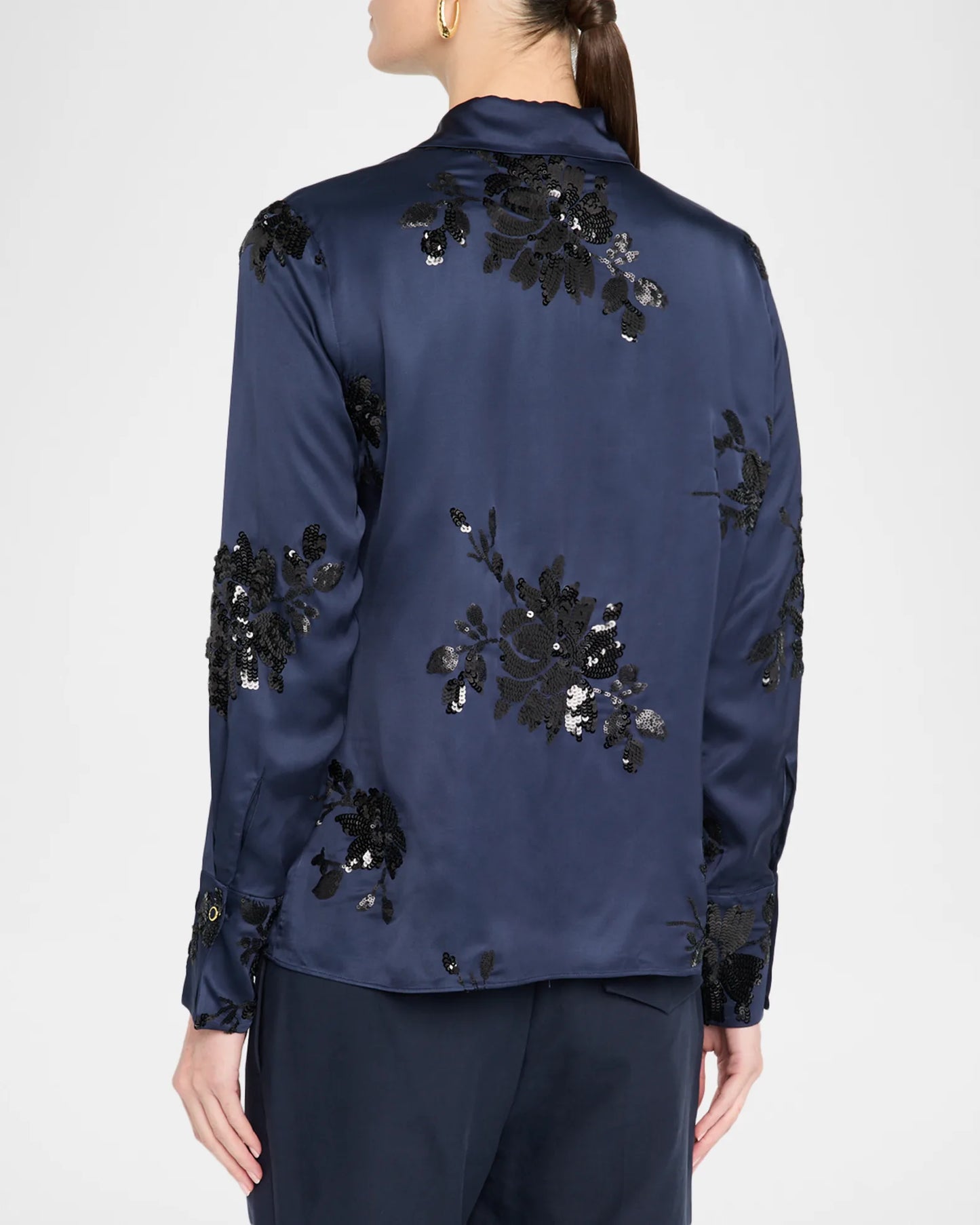 Ramy Brook - Sara Sequined Floral Satin Top