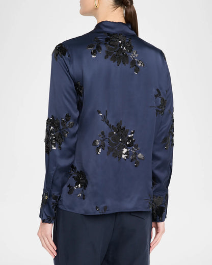 Ramy Brook - Sara Sequined Floral Satin Top