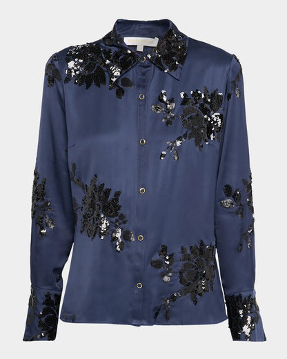 Ramy Brook - Sara Sequined Floral Satin Top