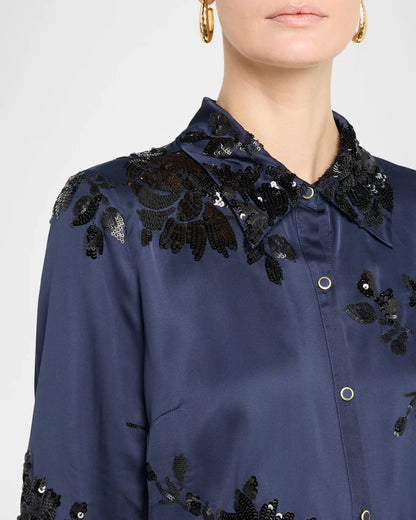 Ramy Brook - Sara Sequined Floral Satin Top
